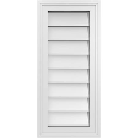 Ekena Millwork Vertical Surface Mount PVC Gable Vnt: Non-Functional, w/2"W x 1-1/2"H, Brickmould Frame, 12"W x 26"H GVPVE12X2602SN